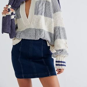 Free people denim mini skirt